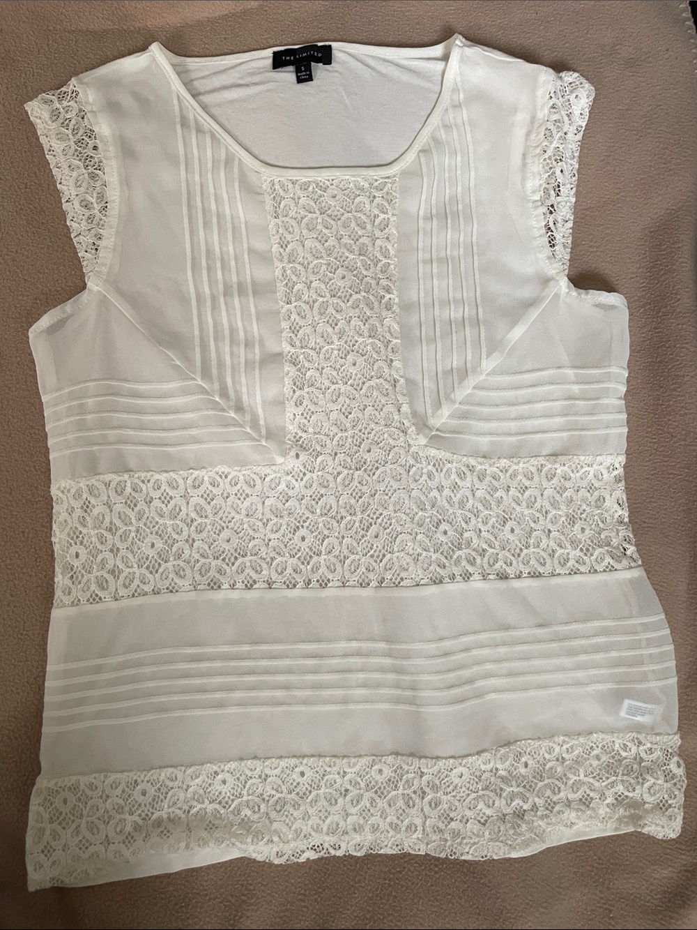 The Limited White Lace-Panel Sleeveless Top